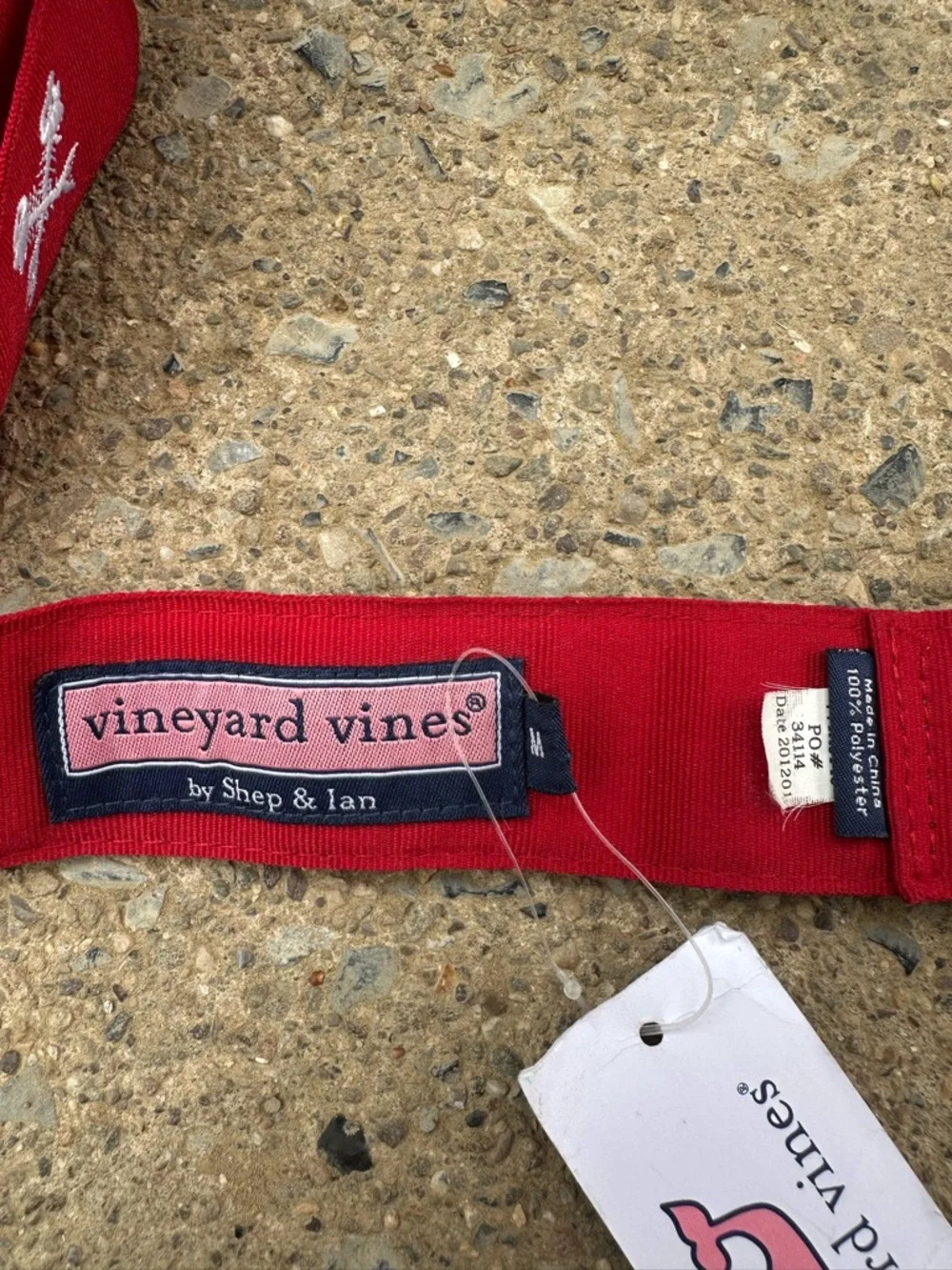 Vineyard Vines Red Fishbone D Ring Belt Canvas Preppy Coastal Mens M